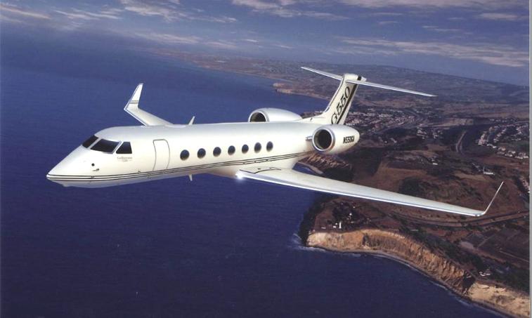 The G550 is a business jet aircraft produced by General Dynamics' Gulfstream Aerospace unit, located in Savannah, Georgia. The G550 has the efficiency to fly 6,750 nautical miles/12,501 kilometers nonstop but also is capable of operating out of short-field, high-altitude airports. The G550 can transport up to 18 passengers and still has the range to fly nonstop more than 12 hours.